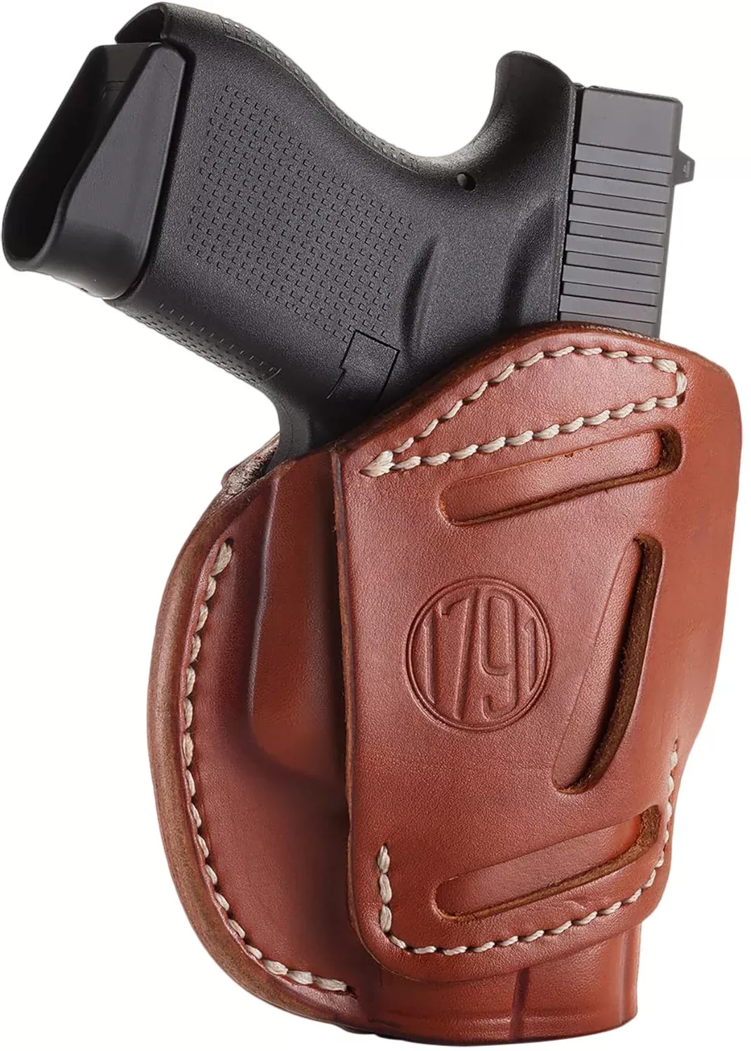 1791 Gunleather 3WH2CBRA 3-WayIWB/OWB Size 02 Classic Brown Leather Belt Loop Compatible w/ Ruger LCP Compatible w/ Glock 42 Compatible w/ S&W Bodyguard Ambidextrous Hand