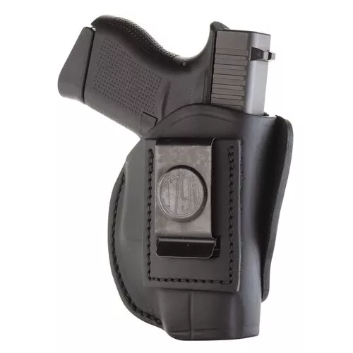 1791 Gunleather 4WH2SBLR 4-Way IWB/OWB Size 02 Stealth Black Leather Belt Clip Compatible w/Ruger LCP/S&W Bodyguard/Glock 42/43/43X Right Hand