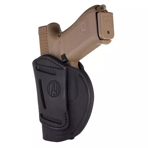 1791 Gunleather 4WH5SBLR 4-Way IWB/OWB 05 Stealth Black Leather Belt Clip Fits S&W M&P/Springfield XD/Glock 17/HK VP9
