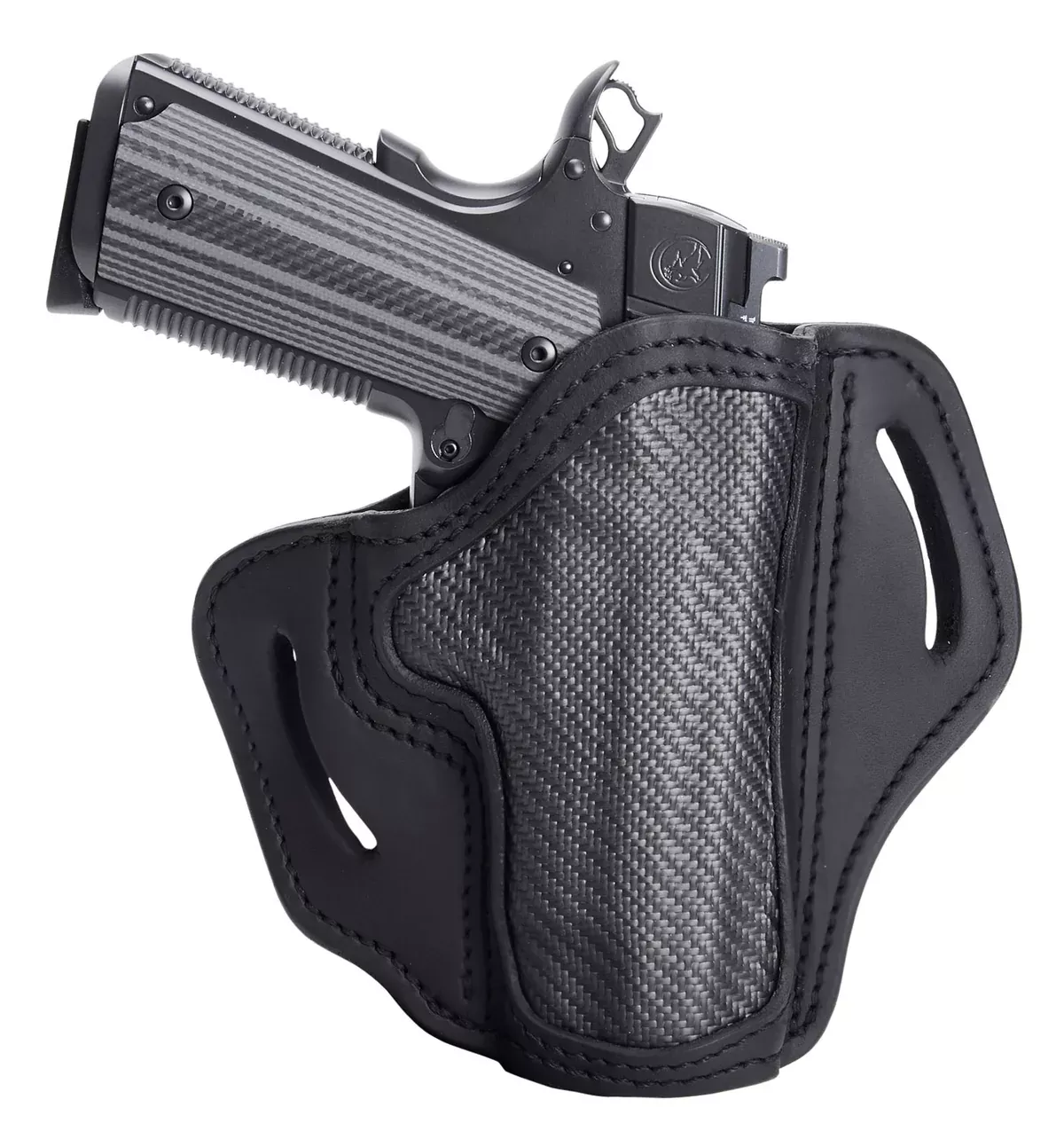 1791 Gunleather CFBH1SBLR BH1OWB 01 Stealth Black Leather with Carbon Fiber Belt Slide Right Hand