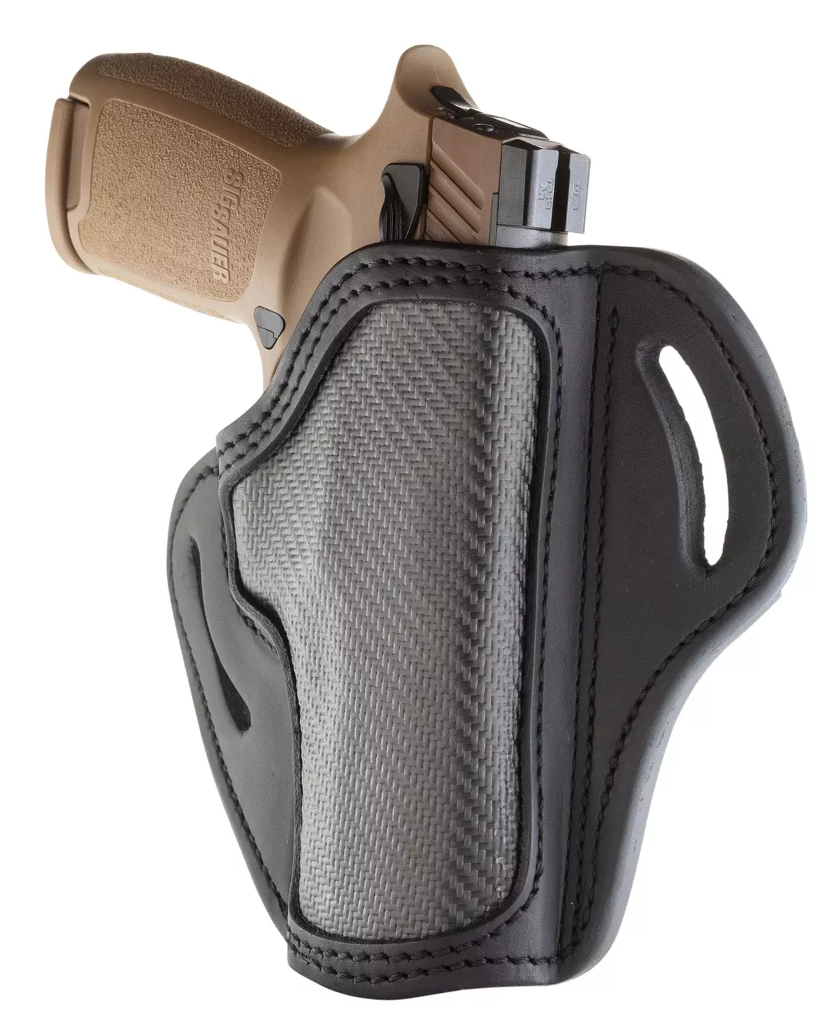 1791 Gunleather CFBH24SBLR BH2.4OWB Open Top 2.4 Stealth Black Carbon Fiber/Leather Belt Slide Fits Walther PPQ/Sig P320/Springfield XD-M