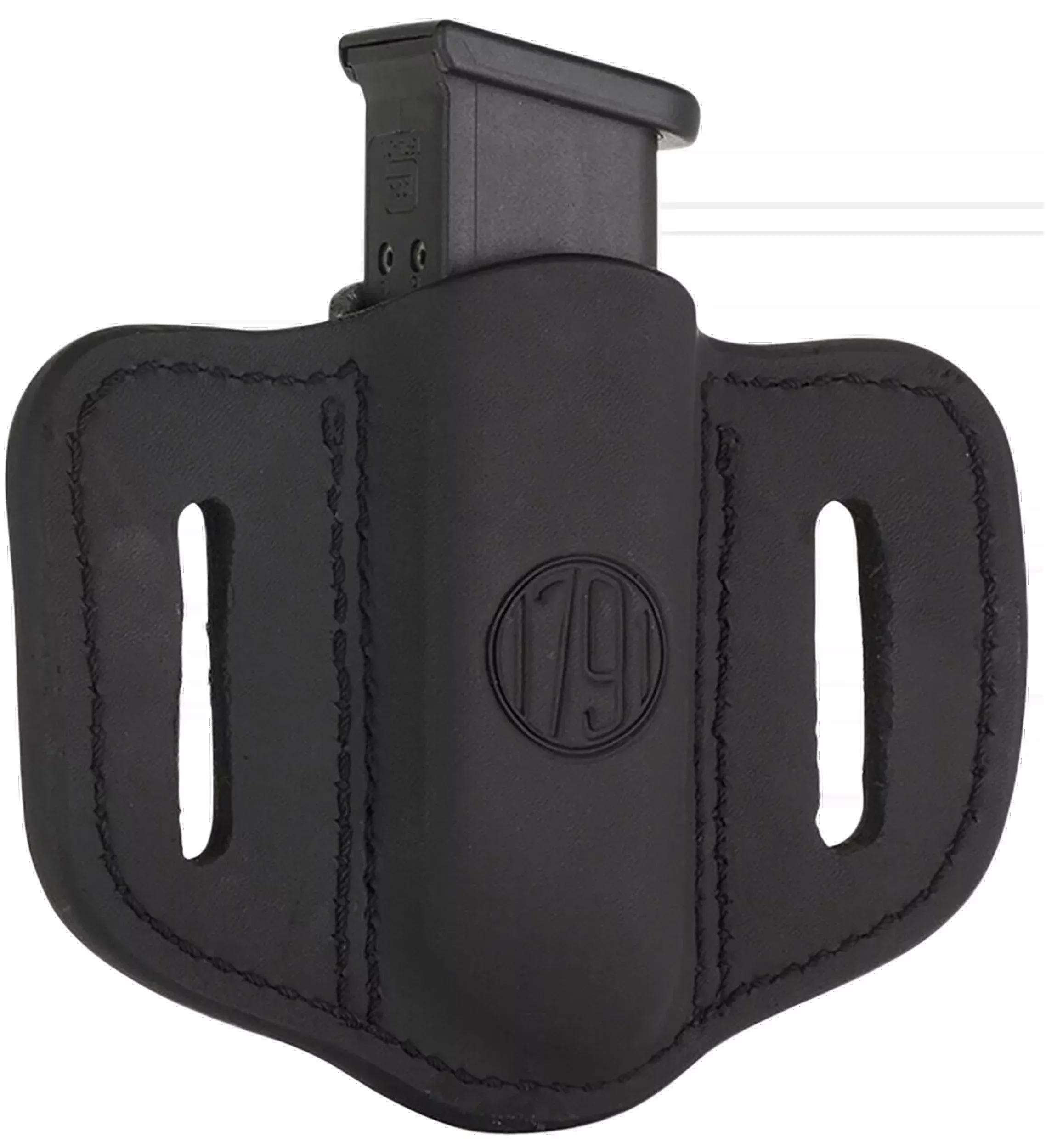 1791 Gunleather MAG1.2 Single Mag Holster Double Stack Belt Slide - Stealth Black Leather