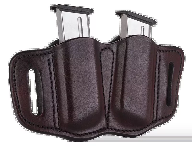 1791 Gunleather MAG2.1 Double Mag Holster Single Stack Signature Brown Leather Belt Slide