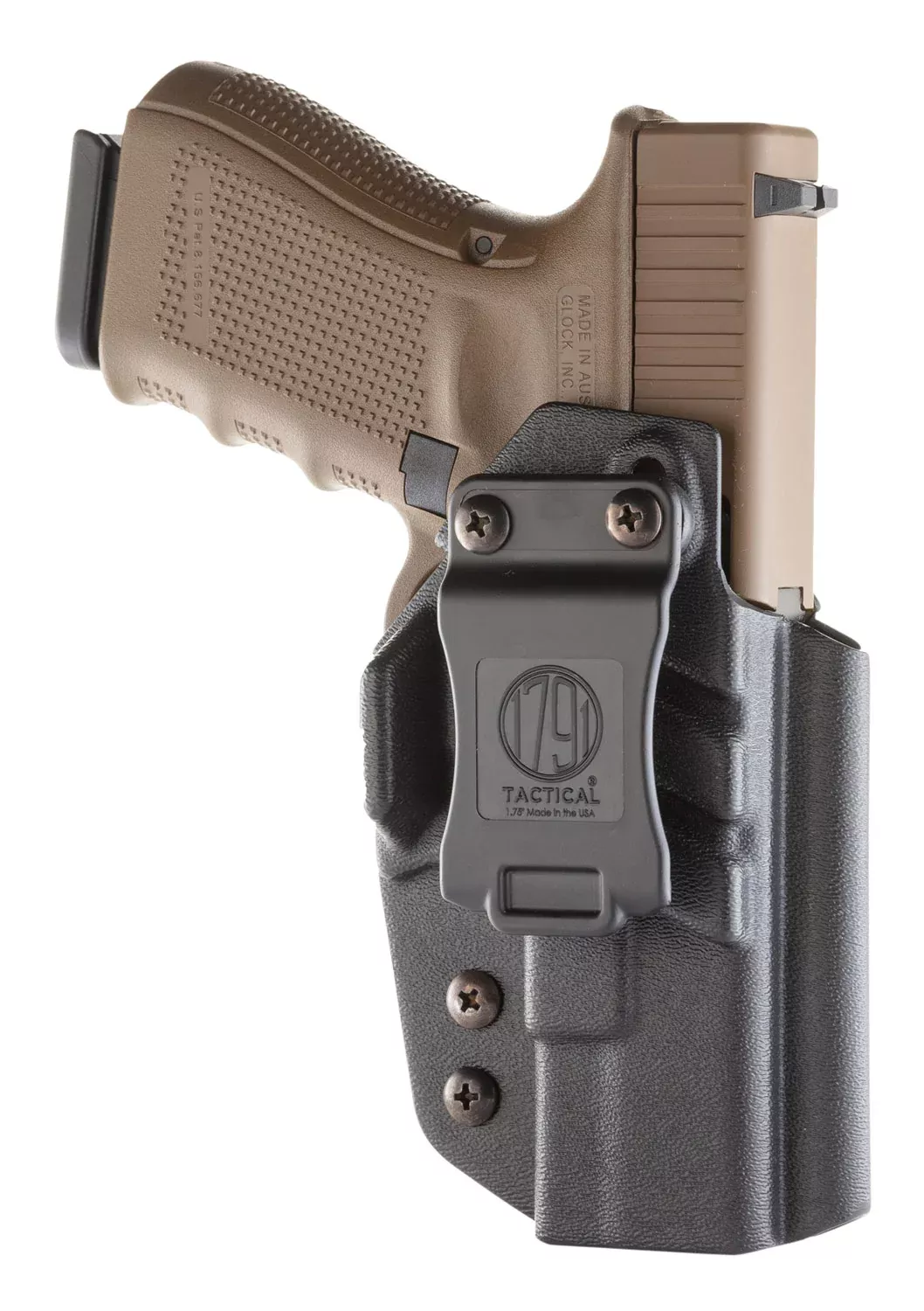 1791 Gunleather TACIWBGLOCKBLKR Tactical KydexIWB Black Kydex Belt Clip Compatible w/Glock Right Hand