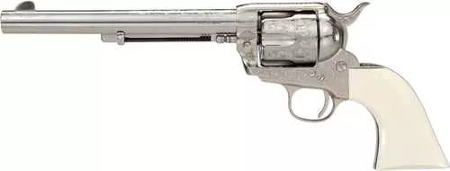 1873 OUTLAW LEGACY NICKEL ENGRAVED 7.5" BARREL .45LC POLYMER IVORY GRIP