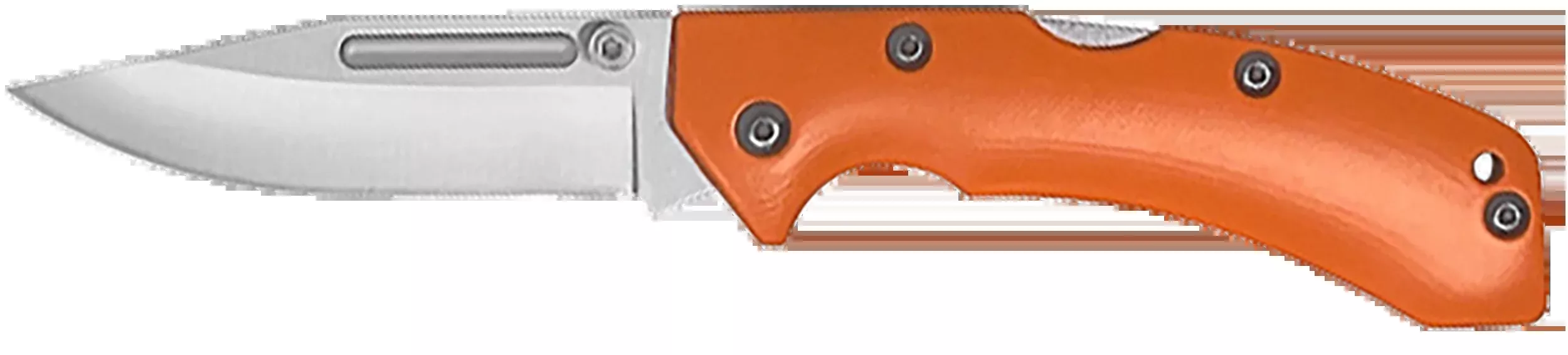 Accusharp 712C Lockback 3" Folding Clip Point Plain Stainless Blade - Blaze Orange G10 Handle