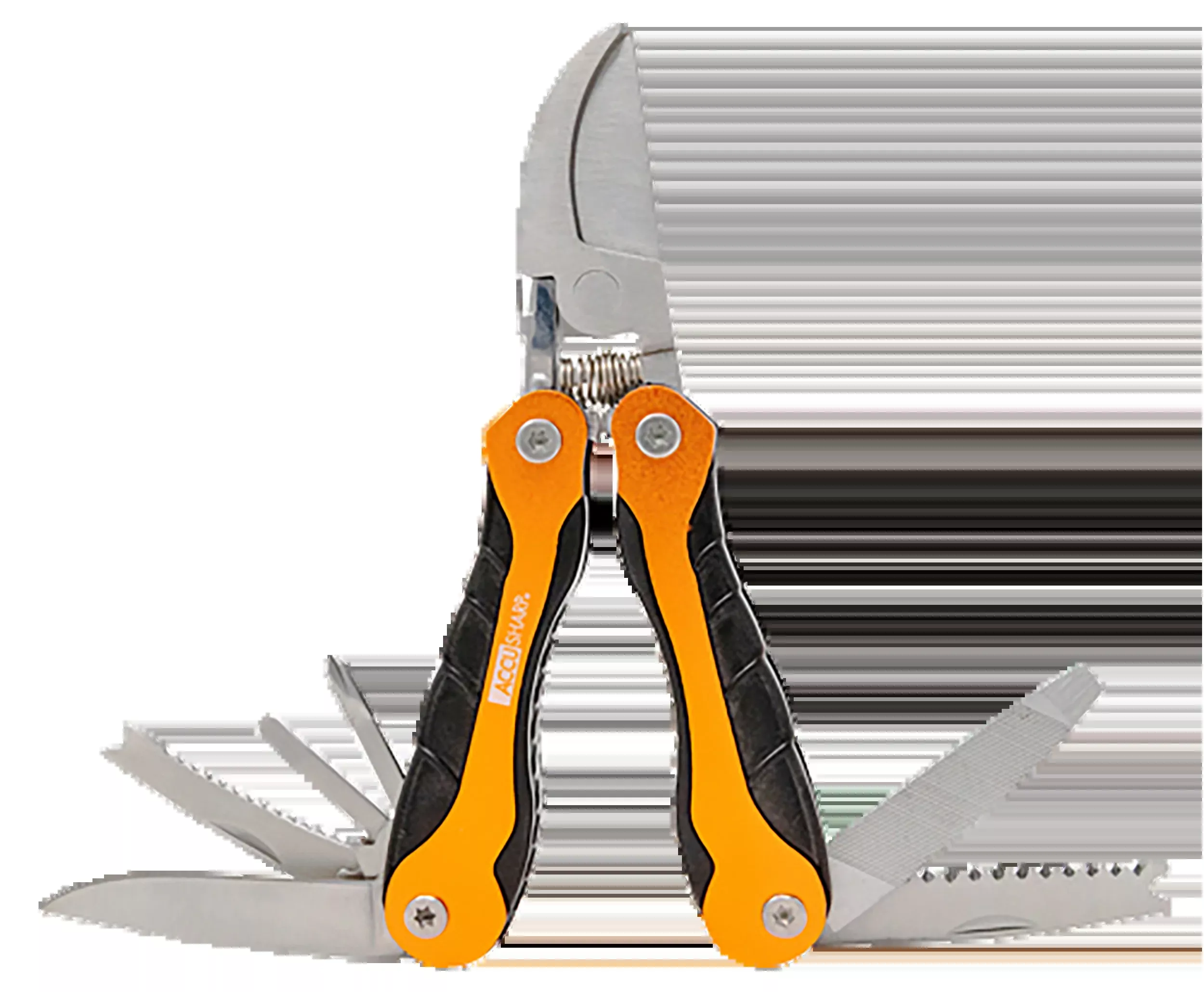 Accusharp Sportsman's 085C Folding Multi-Tool Plain Blade Black/Orange with Nylon Case