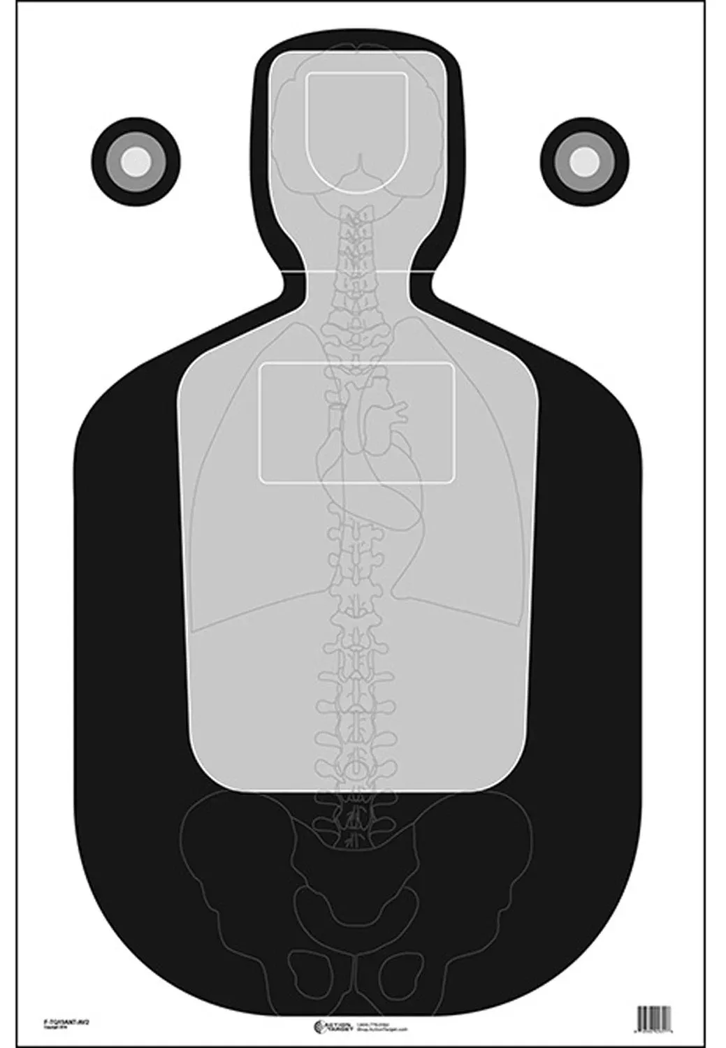 Action Target FTQ19ANTAV2100 QualificationSilhouette/Vitals Paper Hanging 23" x 35" Black/Gray 100 Per Box