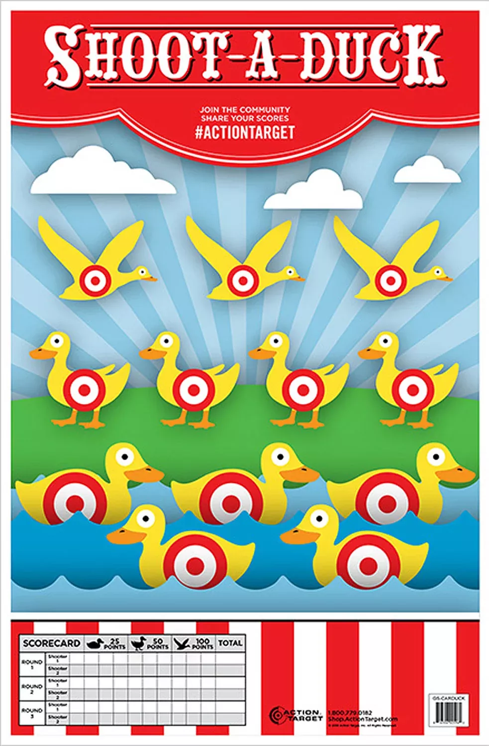 Action Target GSCARDUCK100 EntertainmentDucks Paper Hanging 23" x 35" Multi-Color 100 Per Box