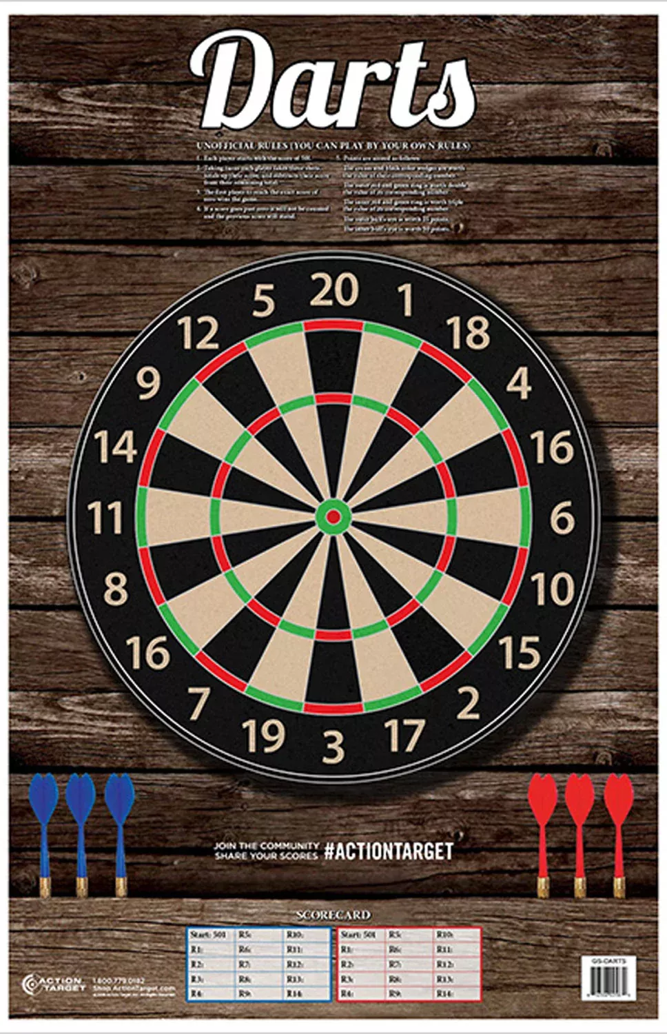Action Target GSDARTS100 EntertainmentDart Board Paper Hanging 23" x 35" Multi-Color 100 Per Box
