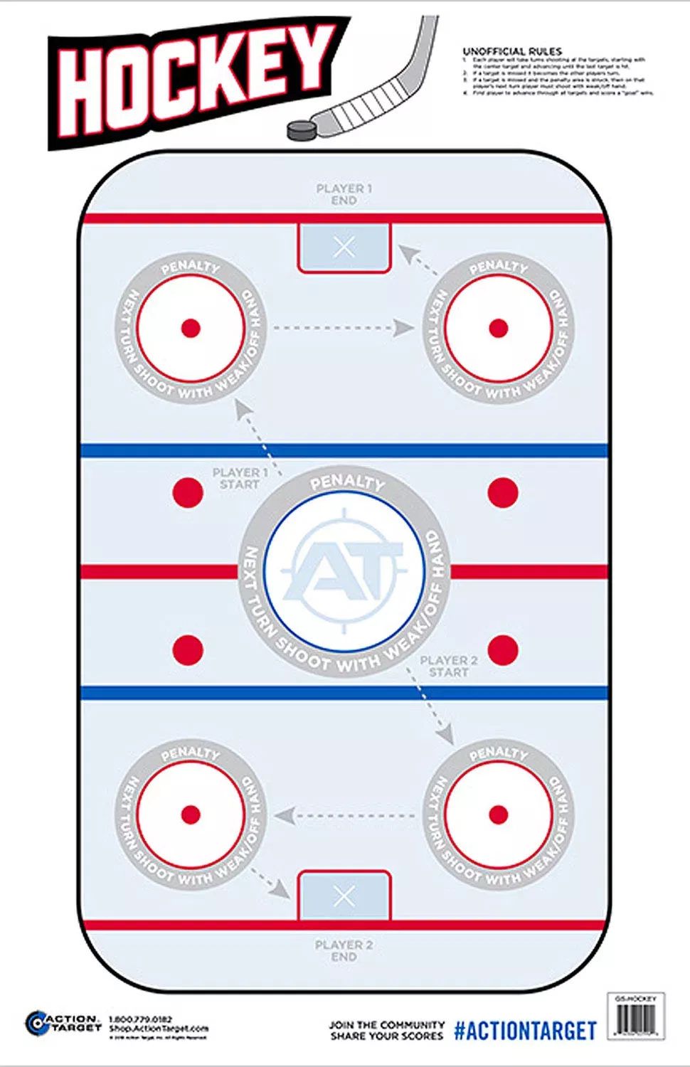 Action Target GSHOCKEY100 EntertainmentHockey Paper Hanging 23" x 35" Blue/White 100 Per Box