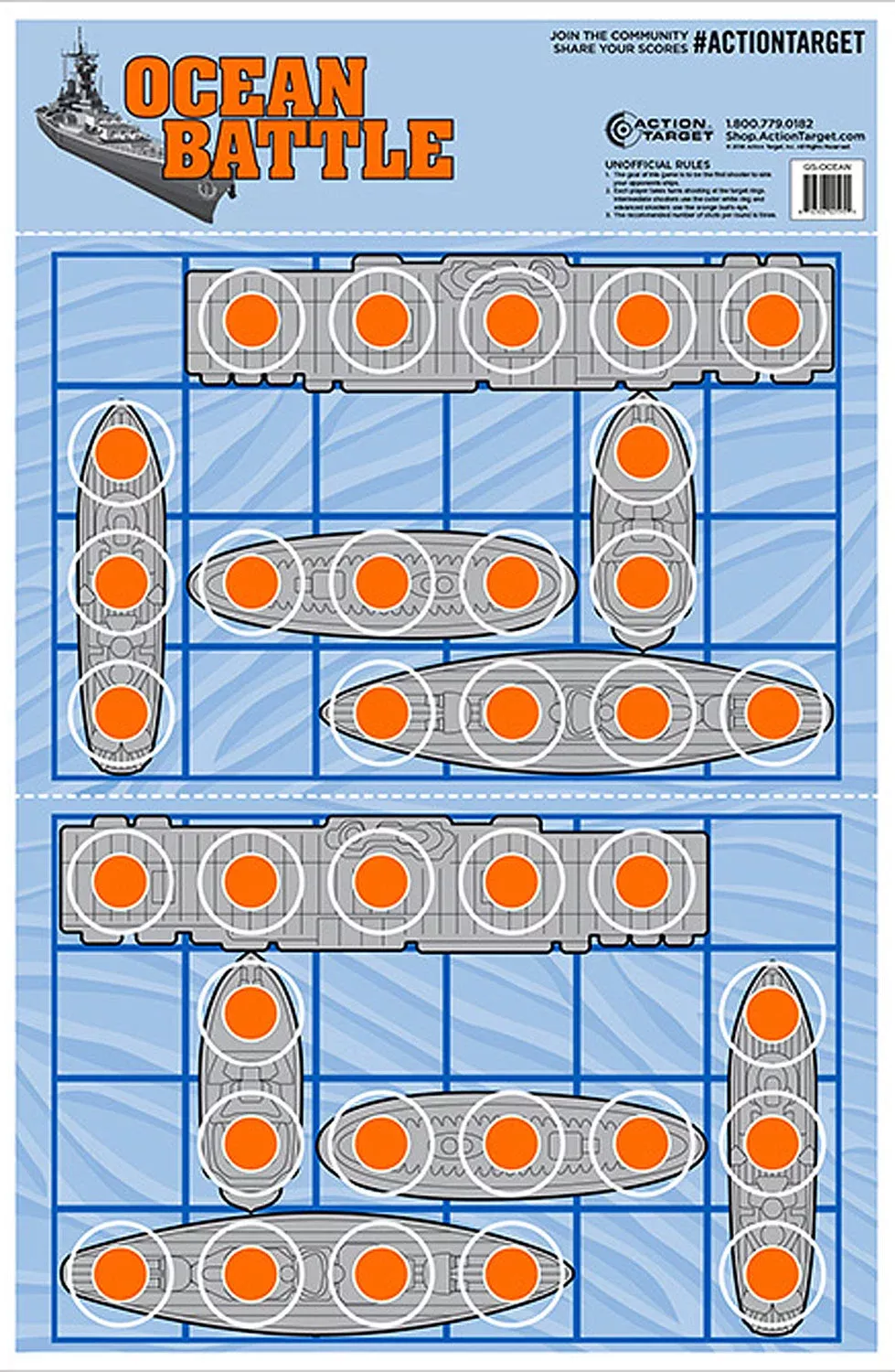 Action Target GSOCEAN100 EntertainmentShips Paper Hanging 23" x 35" Blue/Red 100 Per Box