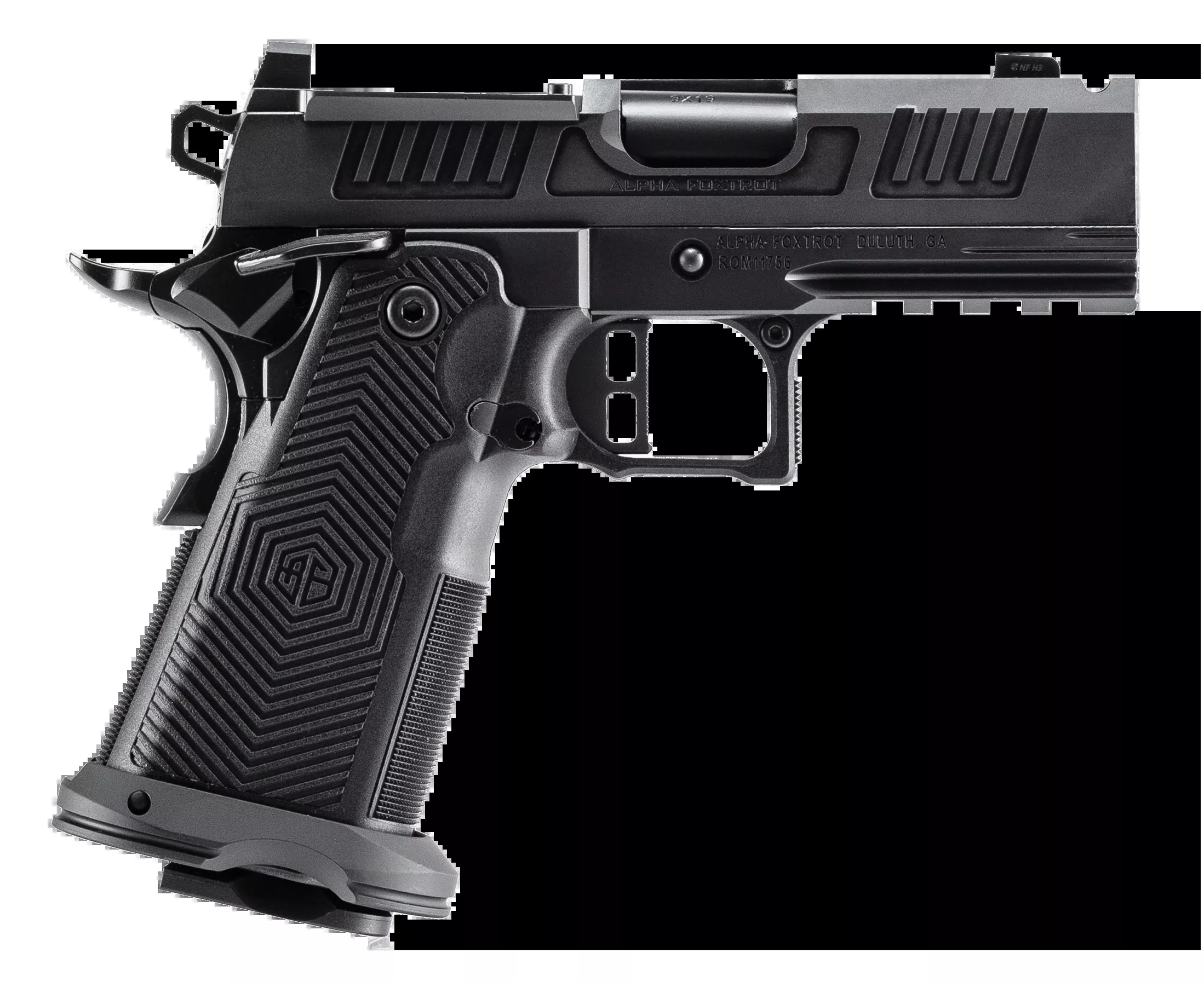 Alpha Foxtrot AF1911 Romulus 9mm Luger 3.5" 20+1 Semi-Auto Pistol - Black DLC
