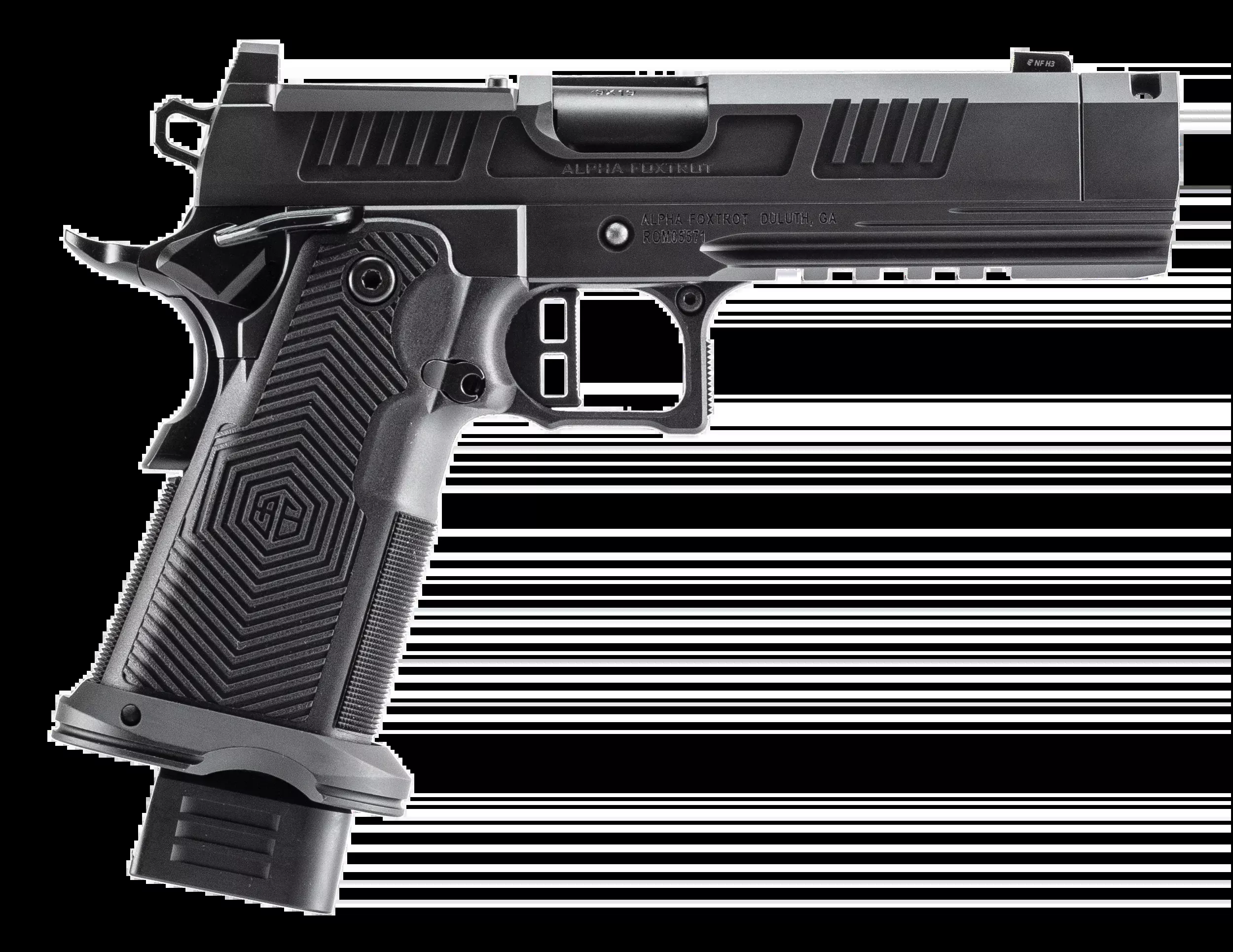Alpha Foxtrot AF1911 Romulus 9mm Luger 4.25" 10+1 Semi-Auto Pistol - Black DLC Comp
