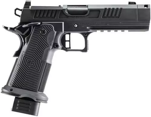Alpha Foxtrot AF1911 Romulus Compact Frame 9mm Luger 10+1 4.25" Black Pressed Compensator Barrel, Black DLC Stainless Steel Optic Ready/Serrated Slide & Frame w/Beavertail & Picatinny Rail, Polymer Grip