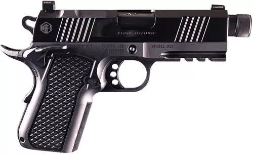 Alpha Foxtrot AF1911 S15 Sub-Compact Frame 9mm Luger 15+1 3.50" Black Threaded Barrel, Polished Black DLC Stainless Steel Optic Ready/Serrated Slide, Polished Black DLC Aluminum Frame w/Beavertail & Picatinny Rail, RMSc Footprint, Ambi