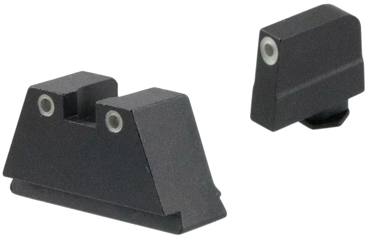 AmeriGlo GL349 Optic Compatible Sight Set for Glock3XL Tall Green Tritium White Outline Front Sight-Green Tritium White Outline Rear Sight