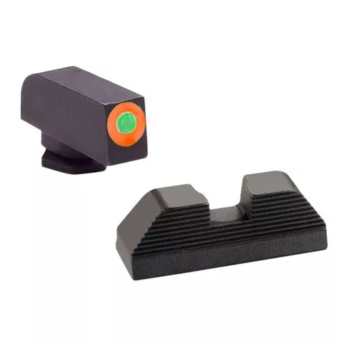 AmeriGlo GL436 Hackathorn Sight Fits Glock 42/43 Tritium Green w/Orange Outline Front Steel Black Rear Black