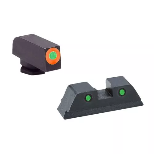 AmeriGlo GL450 Spartan OperatorFits Glock 42/43 Tritium Green w/Orange Outline Front Tritium Green w/Black Outline Rear