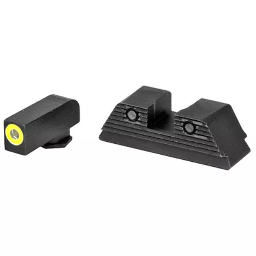 AmeriGlo GL819 Trooper Sight Set for Glock Black | Green Tritium with Lumigreen Outline Front Sight Green Tritium with Black Outline Rear Sight