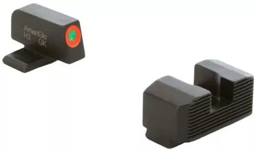Ameriglo Green Tritium Orange Outline Front Black Serrated Rear Sight Hellcat OSP