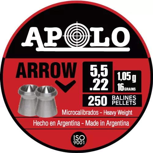 Apolo Pellets Arrow .22 Cal 16gr Pointed Air Rifle Pellets - 250 ct