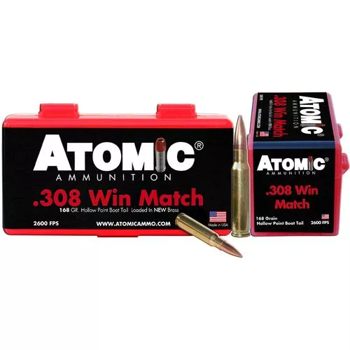 Atomic 00426 Rifle 308 Win 168 gr Hollow Point Boat Tail (HPBT) 50 Bx