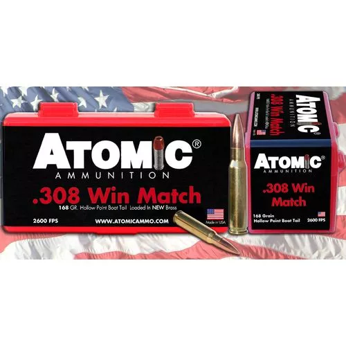 Atomic 00460 Rifle308 Win 168 gr Tipped MatchKing 20 Bx/ 10 Cs