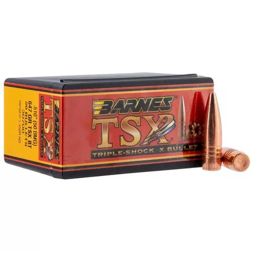 Barnes Bullets 30700 TSX50 BMG .510 647 GR TSX Boat Tail 20 Box