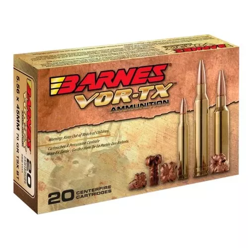 Barnes Bullets 31191 VOR-TX Rifle5.56x45mm 70 gr TSX Boat Tail 20 Bx/ 10 Cs