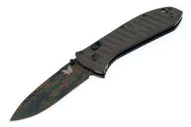 Benchmade Presidio II Limited Edition Folding Knife - 3.72" S30V Camo CeraKote Blade, Milled OD Green Micarta Handles, AXIS Lock - 570CAMO-2601