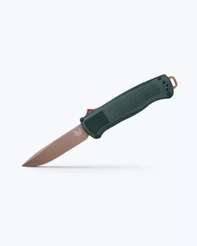 Benchmade Seasonal 5371FE-2601 Shootout OTF AUTO Knife 3.49" Z-Wear Flat Dark Earth PVD Battlewash Drop Point Blade, Taiga Green Grivory Handles