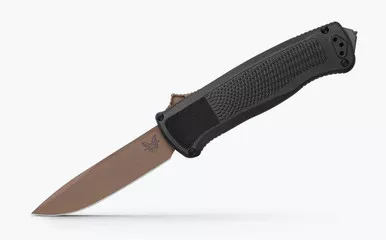 Benchmade Shootout 5371FE-02 OTF 3.49" CPM-CruWear Flat Earth PVD Drop Point Blade Graphite Black CF-Elite Auto Knife - 5371FE-02