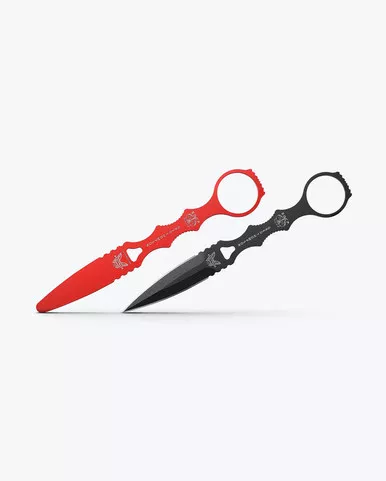 Benchmade SOCP Dagger 176BK-COMBO 3.22" 440C Black Double Edge Blade & Red Trainer Set Black Sheath - 176BK-COMBO