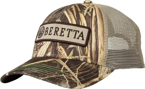 Beretta Patch Trucker Hat Realtree Max-7 Camo Mesh Back - Cotton
