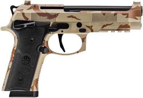 Beretta USA 92XI Full Size Frame 9mm Luger 10+1 4.70" Black Steel Barrel, Desert DPM Cerakote Stainless Steel Optic Ready/Serrated Slide & Frame w/Beavertail & Picatinny Rail, Black Textured Grip, Ambidextrous