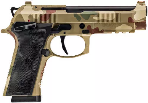Beretta USA 92XI Full Size Frame 9mm Luger 10+1 4.70" Black Steel Barrel, Frog Skin Camo Cerakote Stainless Steel Optic Ready/Serrated Slide & Steel Frame w/Beavertail & Picatinny Rail, Black Textured Grip, Ambidextrous