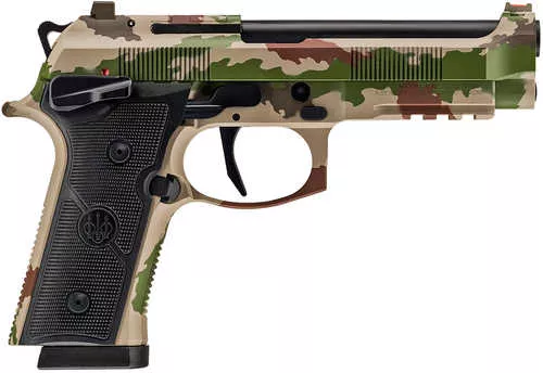 Beretta USA 92XI Full Size Frame 9mm Luger 10+1 4.70" Black Steel Barrel, Vegetato Camo Cerakote Stainless Steel Optic Ready/Serrated Slide & Steel Frame w/Beavertail & Picatinny Rail, Black Textured Grip, Ambidextrous