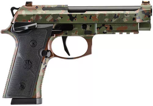 Beretta USA 92XI Full Size Frame 9mm Luger 15+1 4.70" Black DLC Steel Barrel, Optic Ready/Serrated Stainless Steel Slide, Flecktarn Camo Cerakote Aluminum Frame w/Picatinny Rail Black Textured Grip, MRDS Footprint
