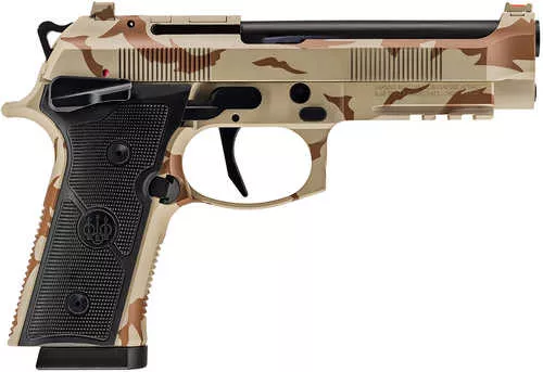 Beretta USA 92XI Full Size Frame 9mm Luger 18+1 4.70" Black DLC Steel Barrel, Desert DPM Cerakote Stainless Steel Optic Ready/Serrated Slide, Desert DPM Cerakote Aluminum Frame w/Picatinny Rail, Black Textured Grip, MRDS Footprint
