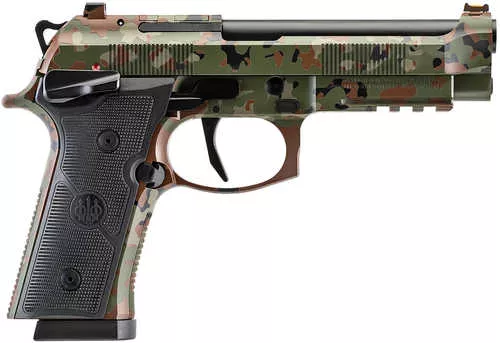 Beretta USA 92XI Full Size Frame 9mm Luger 18+1 4.70" Black DLC Steel Barrel, Optic Ready/Serrated Stainless Steel Slide, Flecktarn Camo Cerakote Aluminum Frame w/Picatinny Rail Black Textured Grip, MRDS Footprint