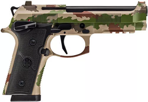 Beretta USA 92XI Full Size Frame 9mm Luger 18+1 4.70" Black DLC Steel Barrel, Vegetato Camo Cerakote Stainless Steel Optic Ready/Serrated Slide, Vegetato Camo Cerakote Aluminum Frame w/Picatinny Rail, Black Textured Grip, MRDS Footprint