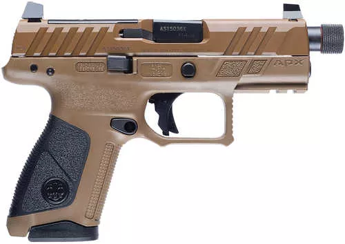 Beretta USA APX A1 Tactical Compact Frame 9mm Luger 15+1 17+1 4.20" Black Threaded Barrel, Flat Dark Earth Steel Optic Ready/Serrated Slide, Flat Dark Earth Polymer Frame w/Picatinny Rail, Interchangeable Backstrap Grip