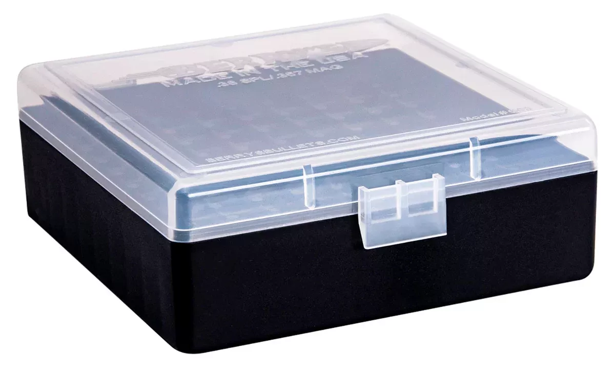 Berry's 15382 Ammo Box38Special/357Mag Clear/Black Plastic 100rd