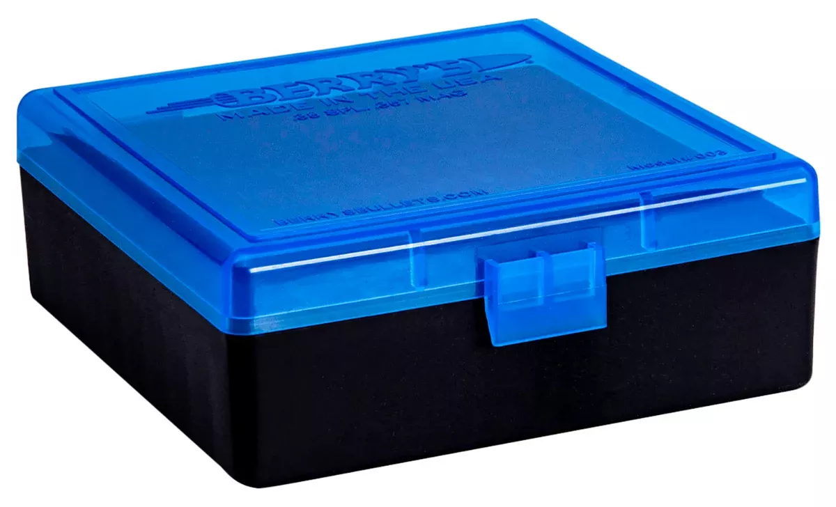 Berry's 95182 Ammo Box38Special/357Mag Blue/Black Polypropylene 100rd