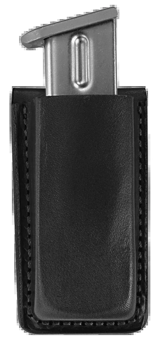 Bianchi 18056 Open Top Mag Pouch Single Black Leather Belt Clip - Fits Glock 17/19/22/23/30, S&W 9/40F, M&P 9/40