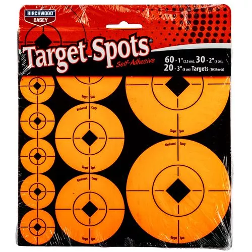 Birchwood Casey 33928 Target SpotsSelf-Adhesive Paper Bullseye Black/Orange 60 Targets