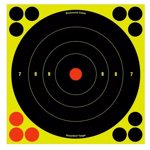 Birchwood Casey 34805 Shoot-N-CSelf-Adhesive Paper Bullseye Black/Yellow 6 Per Pkg
