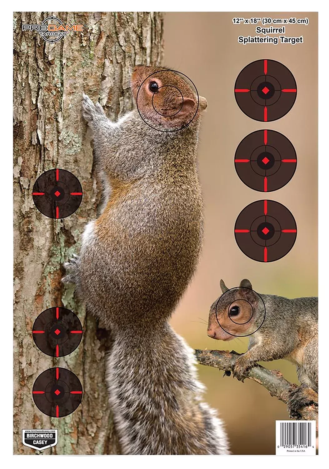 Birchwood Casey 35406 PregameSquirrel Paper Hanging Rifle 12" x 18" Impact Enhancement 8 Per Pkg
