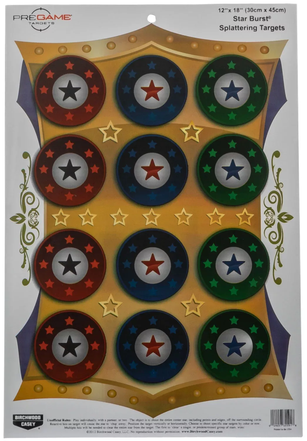 Birchwood Casey 35591 PregameStar Burst Paper Hanging Universal 12" x 18" Multi-Color 100 Per Pkg